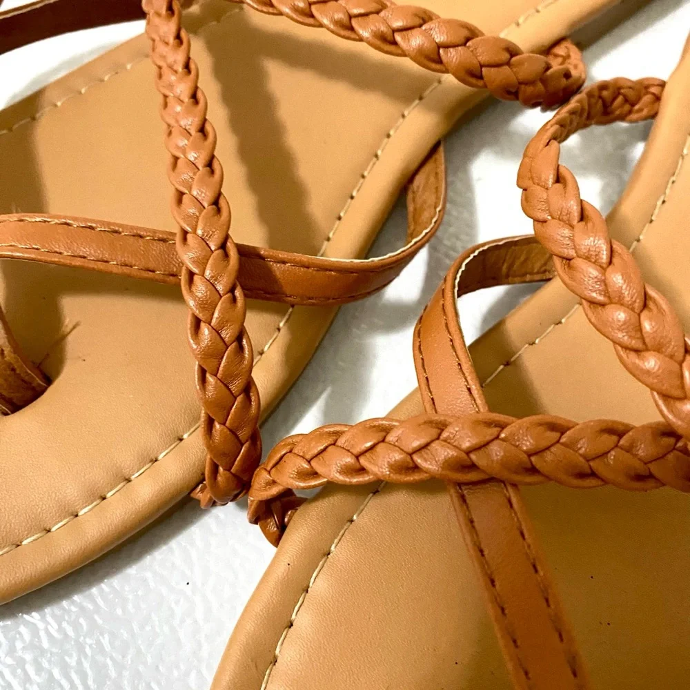 BOBBIEBROOKS Crown Braided Flat Sandals Flat Shoes Sz M7/8